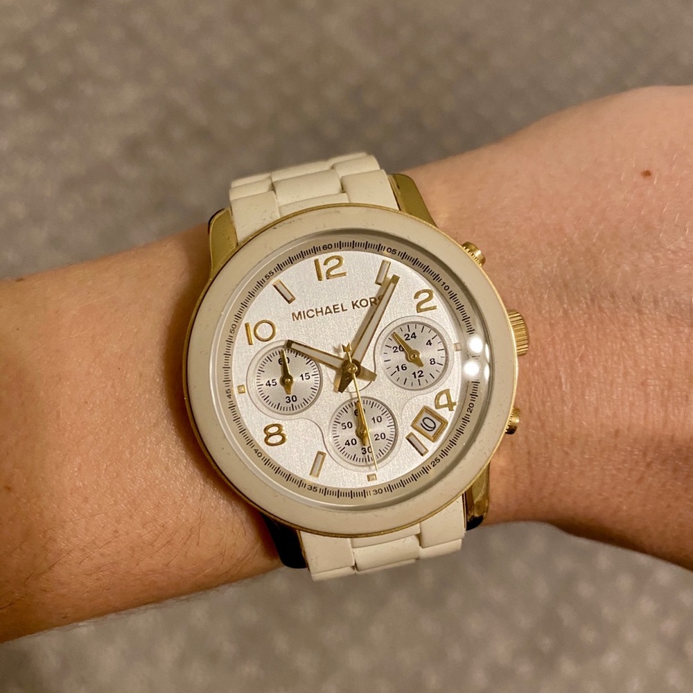 Off white and Gold Michael Kors watch